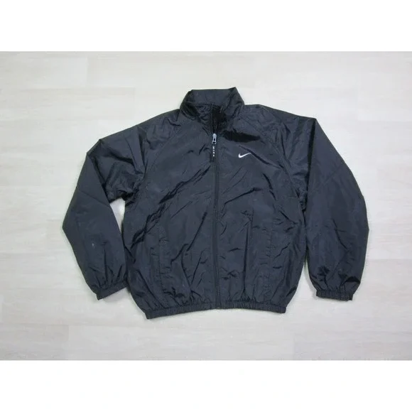 Vintage 90s‎ Nike Tennis Camps Black Windbreaker Jacket (S) Youth Size EUC