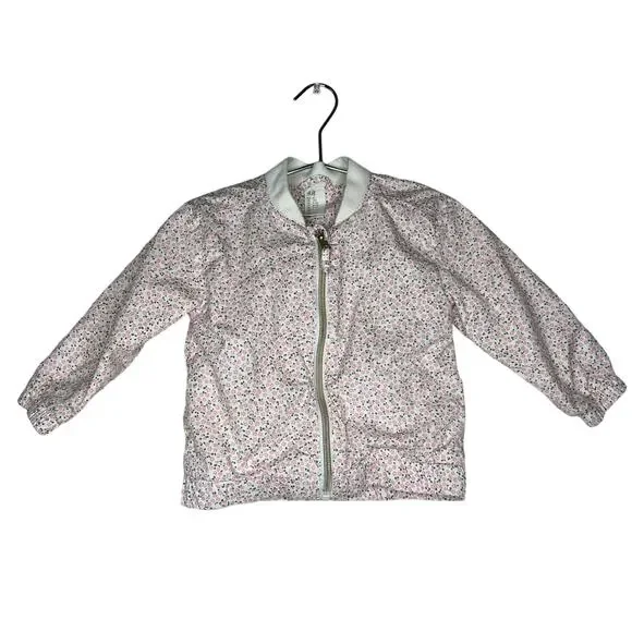 H&M ivory white pink ditsy floral print jacket full zip
