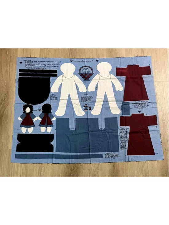 Vintage Gentle Sarah & Little Anne Doll Sewing Panel Amish Folk Art Cut & Sew