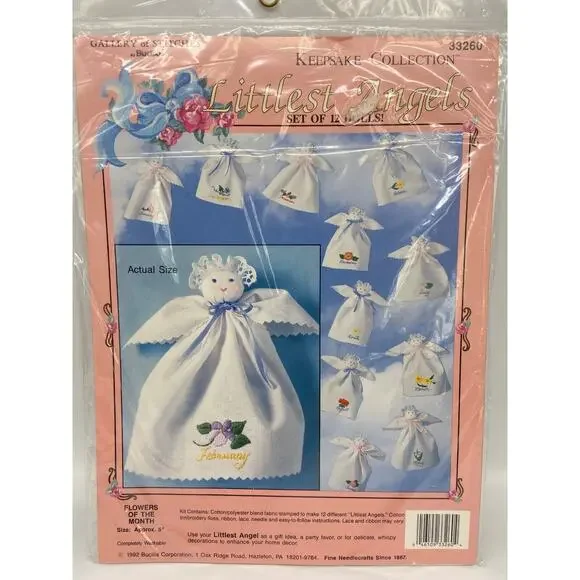 New Bucilla Flowers of the Month 1992 Gallery Stitches 12‎ Littlest Angels 33260