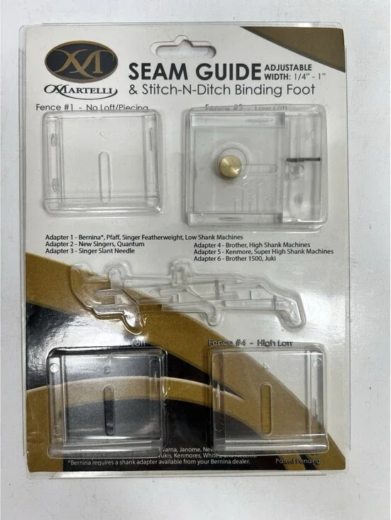 Martelli Stitch N Ditch Binding Foot Seam Guide Adjustable 1/4”-1” Fence SD-01