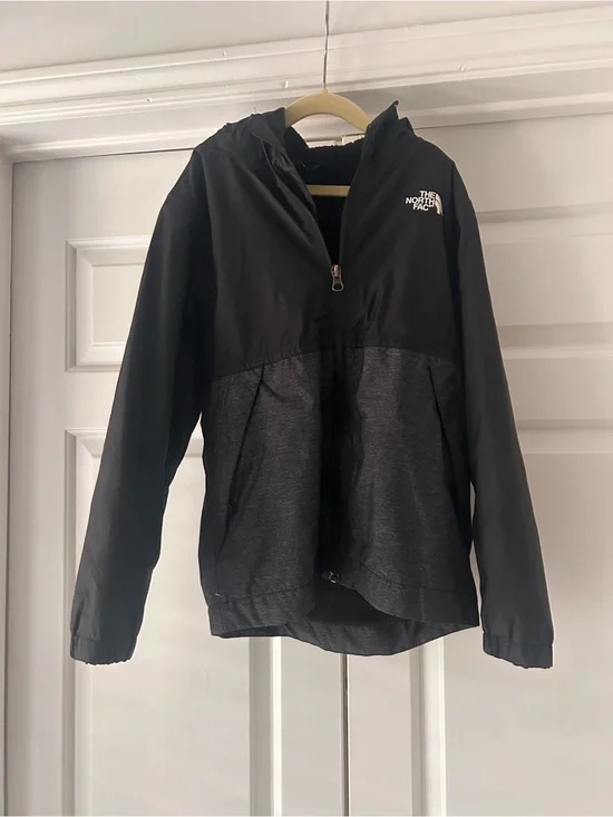 The North Face Kids Warm Storm Rain Jacket Sherpa Lined Black Gray S 7/8