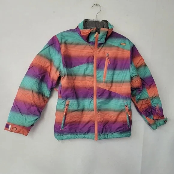 Liquid Venture Ski Snowboard Jacket Kids M‎ Rainbow Stripe Waterproof Breathable