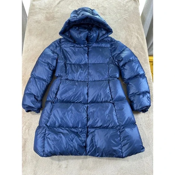 Polo Ralph Lauren Duck Down Puffer Coat Hooded Parka Girls Size XL 16 Blue‎ EUC