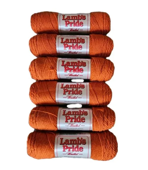 Lot Of 6 Lambs Pride Worsted Yarn Orange You Glad Wool Mohair 4oz Skeins USA