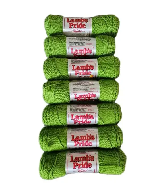 Lot Of 7 Lambs Pride Worsted Yarn Limeade Green Wool Mohair 4oz Skeins USA