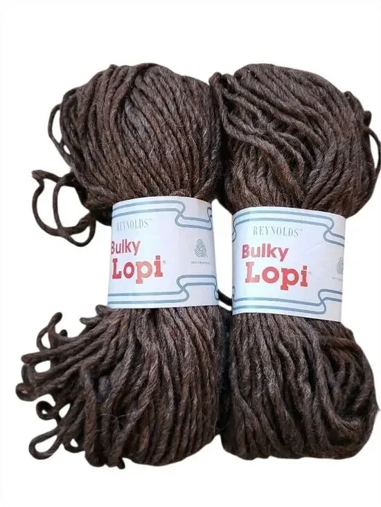 Reynolds Bulky Lopi Yarn Lot 2 Skeins Brown Icelandic Wool 100g