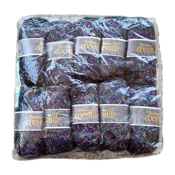 Vintage Patons Chenille Yarn Lot 10 Skeins Peacock Sealed Plush Acrylic