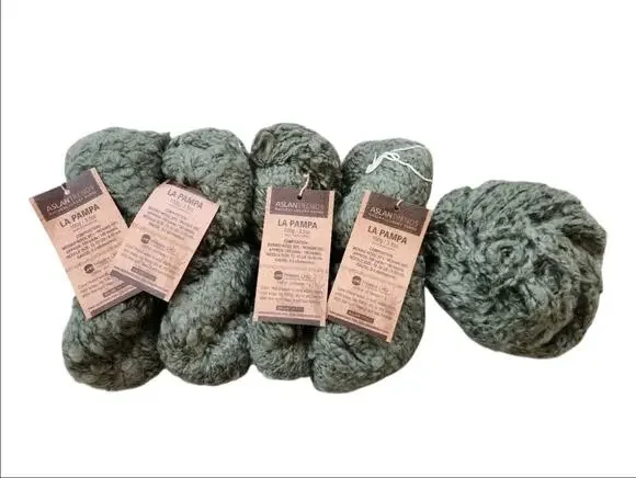 Aslan Trends La Pampa Yarn Lot 4 Merino Mohair Bulky Boucle Green Argentina