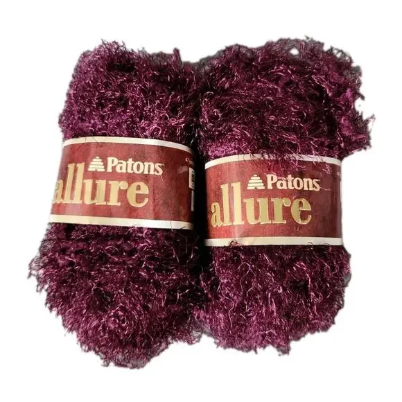 Patons Allure Yarn Ruby Fuzzy Novelty Textured Bulky 5 Lot of 2 Skeins