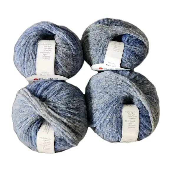 Gedifra Ombretta Yarn Lot 4 Skeins Blue Wool Blend Brushed Italy
