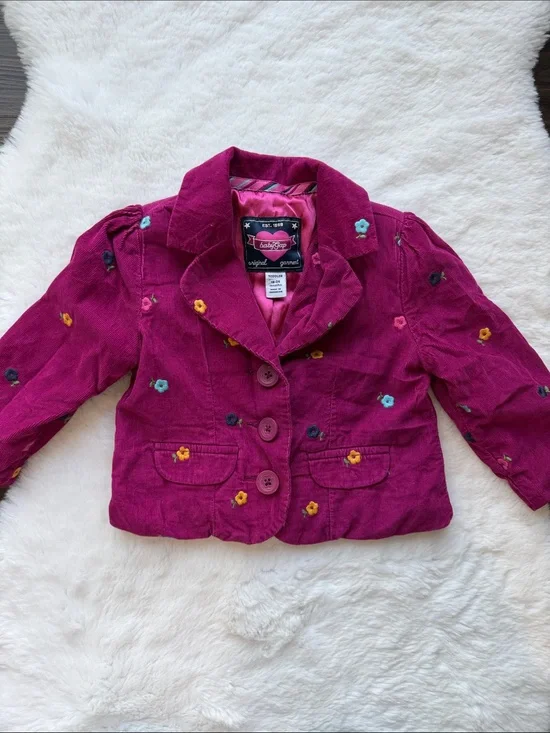 Y2K Baby Gap Floral Embroidered Corduroy  Blazer Pink size 18-24 mos