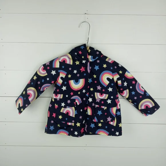 Dip girls size 12-18 mos colorful rainbow design hooded coat snaps up