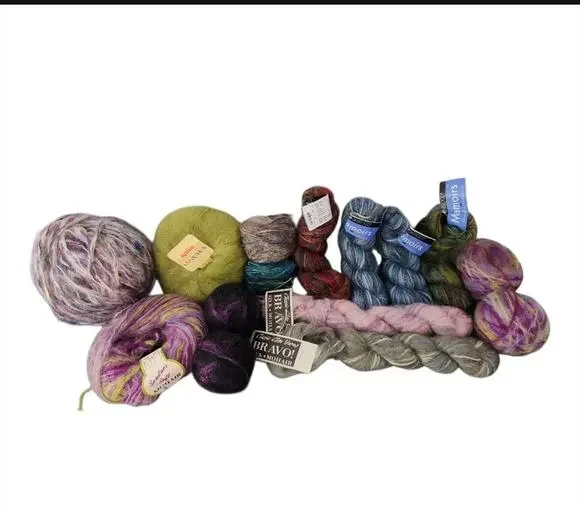 Luxury Mohair Silk Yarn Lot Sandnes Katia Berroco Halo Wool Blend Knit Bundle