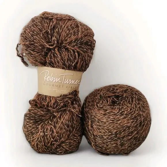 Robin Turner Peruvian Tweed Yarn Lot Alpaca DK Dark Oak 600 Yds Lot Of 2
