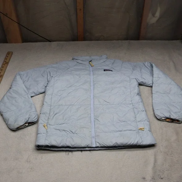 Patagonia Down Sweater Jacket Girls Large 12 Blue Insulated Light Quilted Puffer