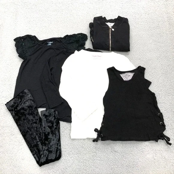 Ruffle Butts Cat & Jack T2Love Outfit Lot Girls 6 Black White Jacket Velvet Pant