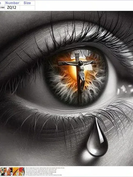 5D Diamond Painting Set - Eyes of Faith Teardrop | Featuring Round Diamond Beads