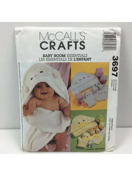McCall's Crafts Baby Room Essential 3697 Duck Lamb Towel Mitt Bootie Bib Pattern