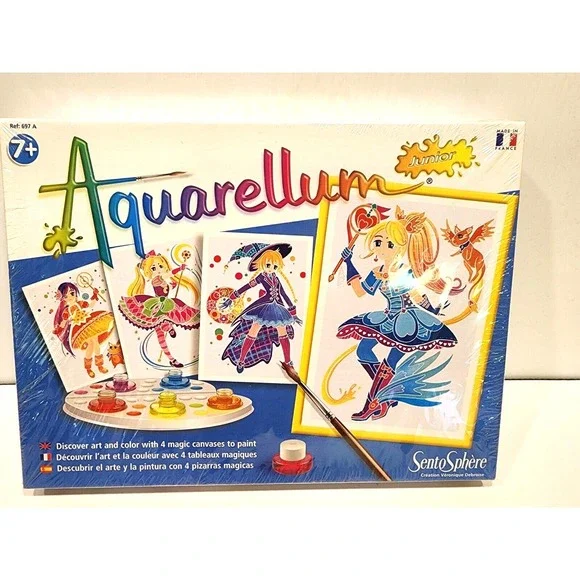 SentoSphere Aquarellum Junior‎ - Magical Girls - embossed canvas kit - NIB