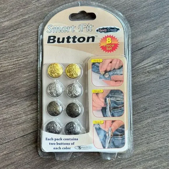 NEW Handy Trends Smart Fit Button 8 Pc Set Customize your Jean Up to 1.5 inches