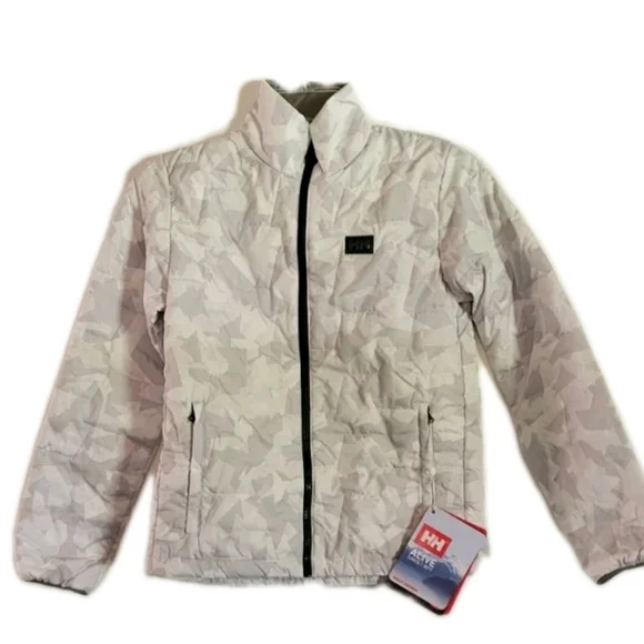 Helly Hansen Jr LifaLoft Insulated Jacket Packable Grey Camo Gorpcore Outdoor