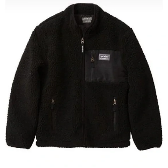 Eddie Bauer Kid’s Chilali Black Fleece Sherpa Jacket Size Large 14