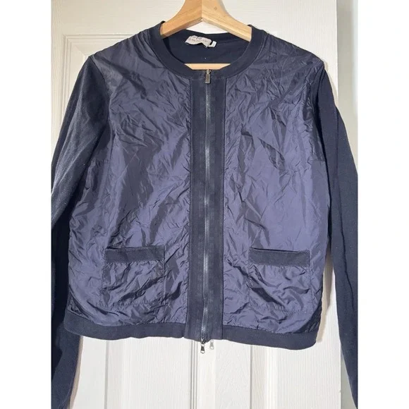 Moncler Bomber Jacket Kids Size L Lightweight Blue Jock Cool Satin Transitional