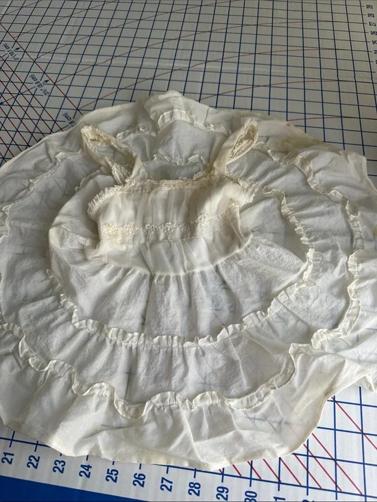 Vintage Child/Doll Slip Petticoat Heirloom Sewing Fabric White Sheer Ruffles