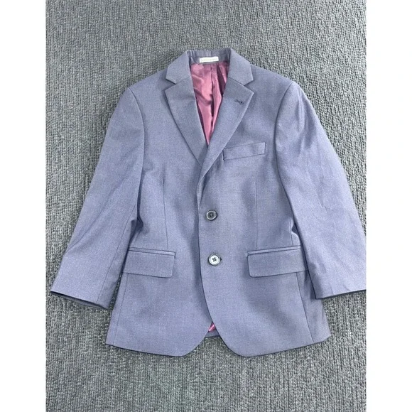 Joseph Abboud Boys Blue Two Button Blazer Jacket Size 8R Burgundy Lining