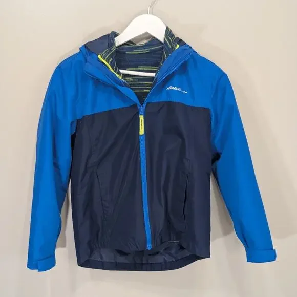 Eddie Bauer Kids 3-In-1 Jacket Blue Green Outdoor Layers - Size M10/12