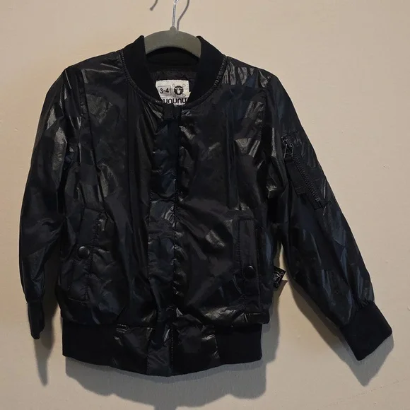 Nununu Bomber Jacket toddler size 3 Size 4  Size 3 4 Track Jacket Black Nylon