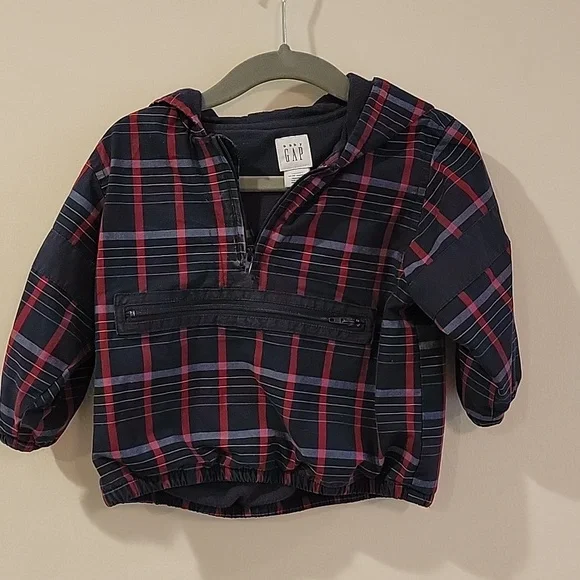 Vintage Baby Gap windbreaker plaid 12-18 month windbreaker spring jacket blue