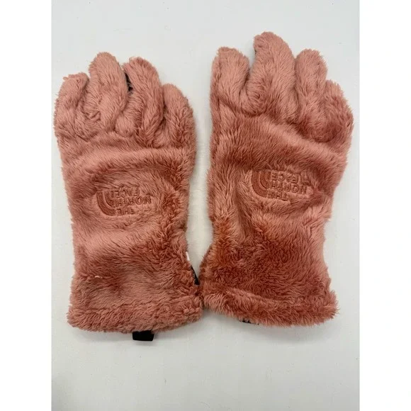 The North Face Gloves Girls M Pink Faux Fur Fleece Gorpcore Plush Winter