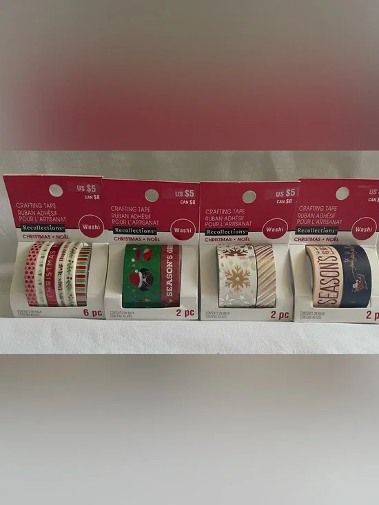 New 4 Packs of Recollections Holiday Washi Tape