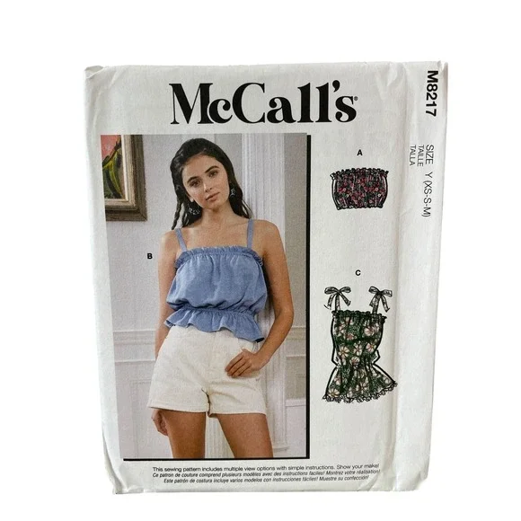 McCall's M8217 Misses' Tops Sewing Pattern‎ XS-S-M Modern Style