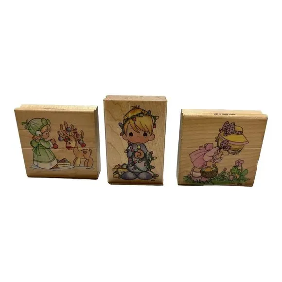 3 Precious Moments rubber stamps Delightful Christmas Deer Hoppy Easter