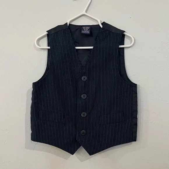 Kids Navy Blue Pinstripe Toddler Boy Suit Vest Size 2T