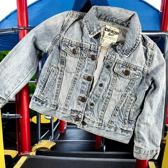 OshKosh B Gosh Jean Jacket Kid 4/4A Light Wash Button Denim Boy Girl Western‎