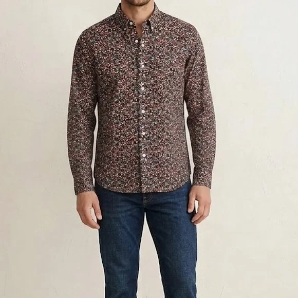 J. Crew Retro Floral Long Sleeve Classic Fit Button Down Large