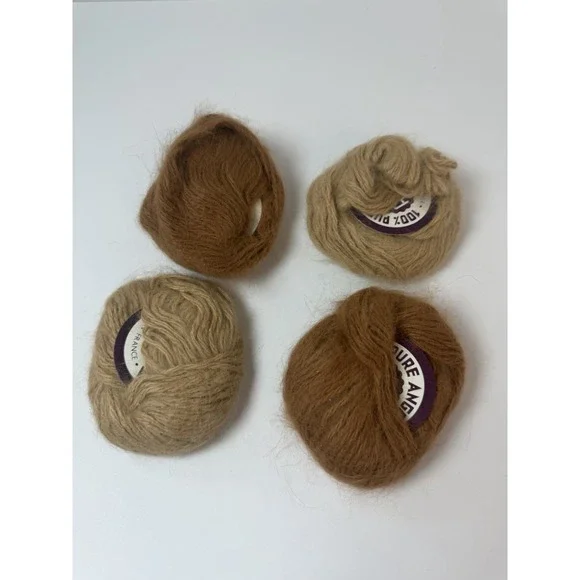 ACA Supreme Pure Rabbit Hair Angora Yarn France 4 Balls 10gr Each 2 Colors Brown