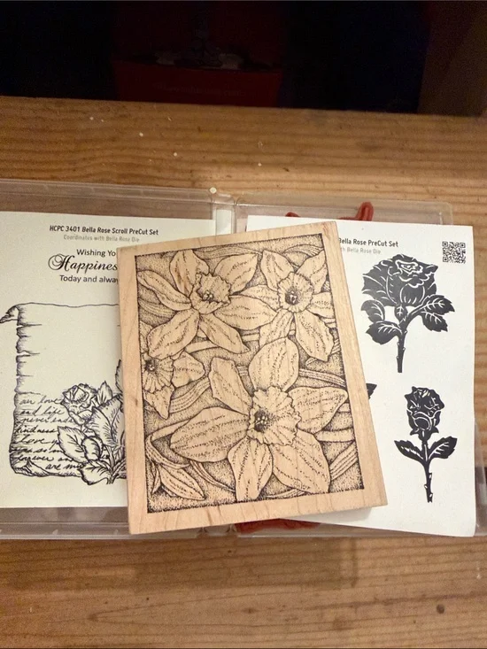 Floral  Stamp sets-3. Background daffodil, scroll and rose sets