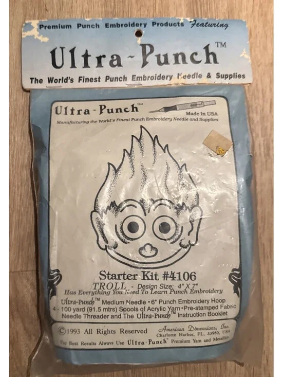 Vintage 1993 Ultra-Punch Troll Punch Embroidery Starter Kit #4106 Complete Set