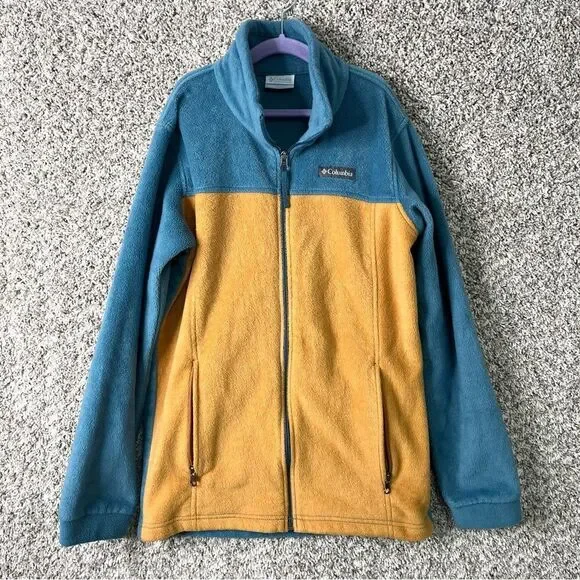 Columbia Jacket Boys L/14-16 Steens Mountain II Two-Tone Blue/Tan Fleece Zip‎ Up
