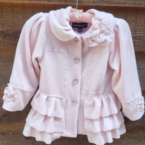 Isobella & Chloe Light Pink Ruffle Pea Coat