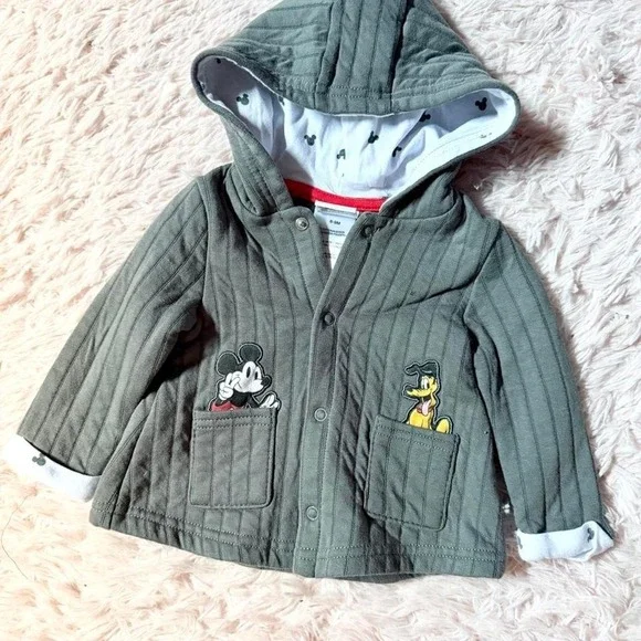 Disney Baby Nostalgic Mickey Mouse Goofy Quilted Shacket Baby 6-9M Embroidered