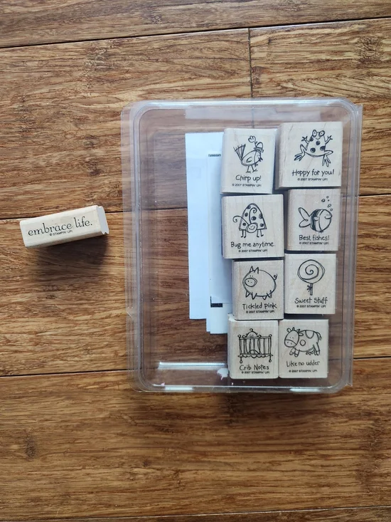 Stampin' Up! Very Punny Wood Mounted Rubber Stamp Animals 2007, Plus Extra Stamp