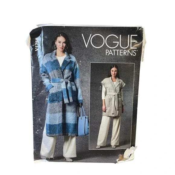 Vogue V1758 Coat Vest Pants Womens Sewing‎ Pattern US 16-24 Modern