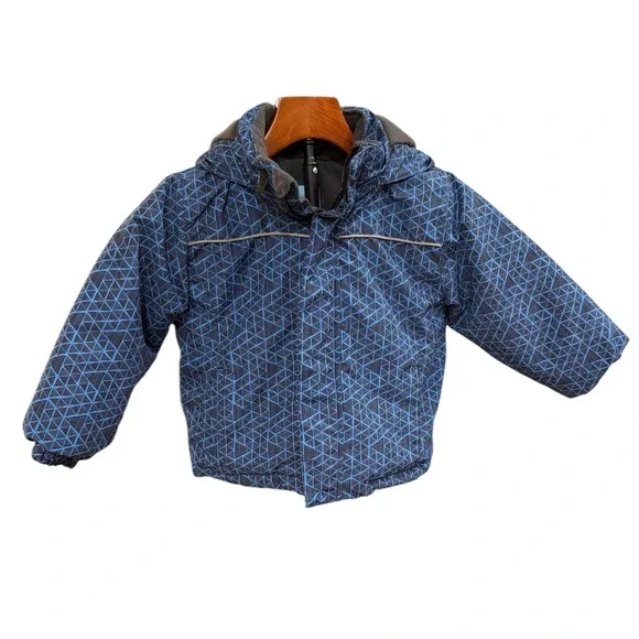 ICEBURG Outerwear Toddler Boys Blue Geometric Print Hooded Winter Jacket Size 2T