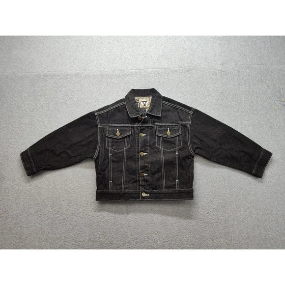 French Toast Boy Jacket XS Black Denim 100% Cotton Long Sleeve‎ Regular Pockets
